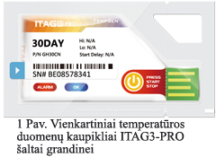 Vienkartinis temperatūros duomenų kaupiklis ITAG-PRO šaltai grandinei